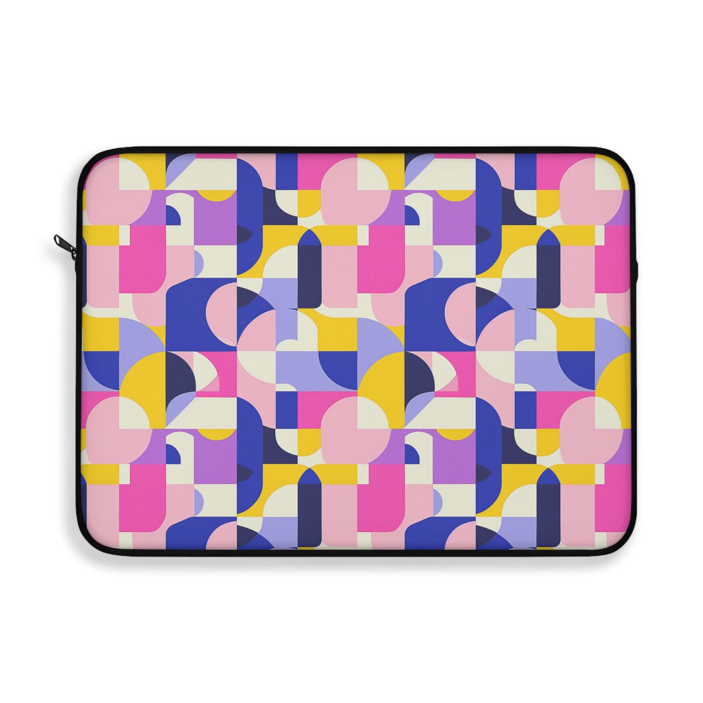 Vibrant Pink, Blue Yellow Color Block Geometric Shapes Laptop or Ipad Protective Sleeve 3 Sizes Available