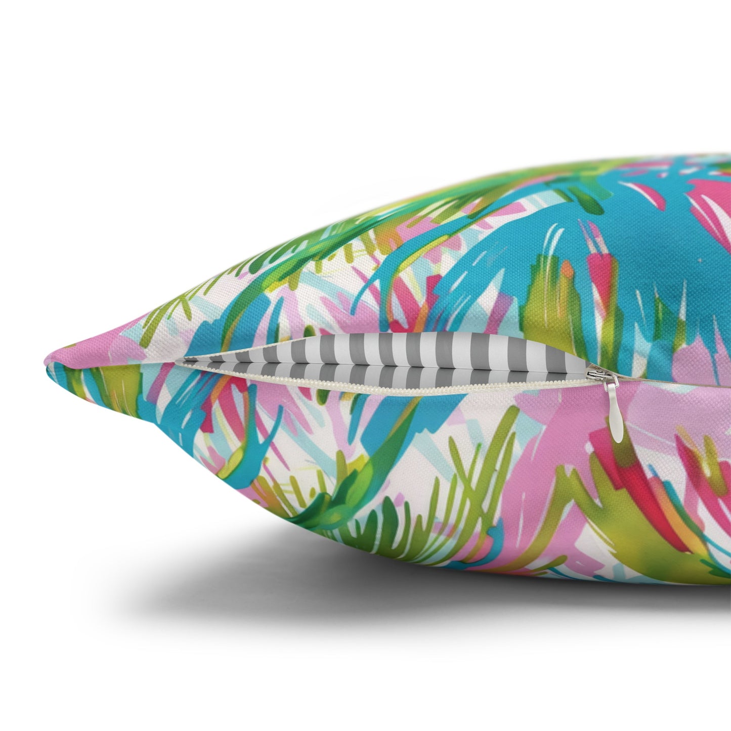 Pastel Paradise: Palm Trees in Soft Blues, Pinks, and Greens Spun Polyester Square Pillowcase 4 Sizes