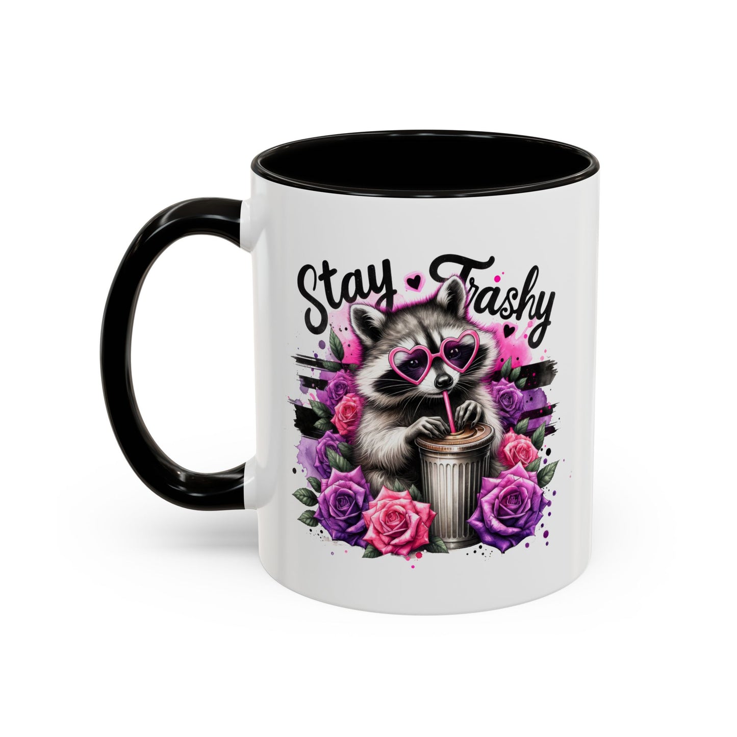 Stay Trashy Raccoon, Cute Funny Raccoon Colorful Mugs Sizes are 11oz or 15oz