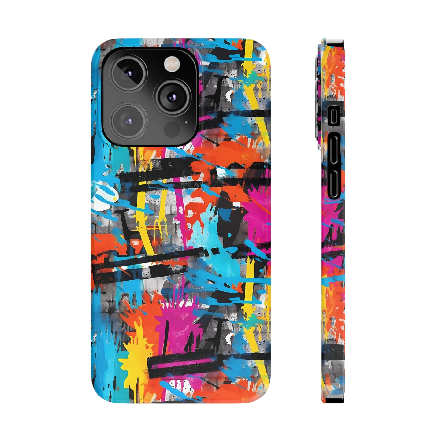 Rainbow Color Abstract Graffiti Design Iphone 15-12 Slim Phone Case