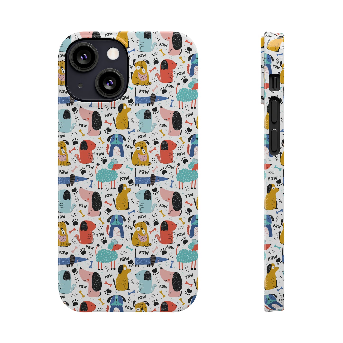 Playful Pups: Colorful Cartoon Dogs Iphone 15-12 Slim Phone Case