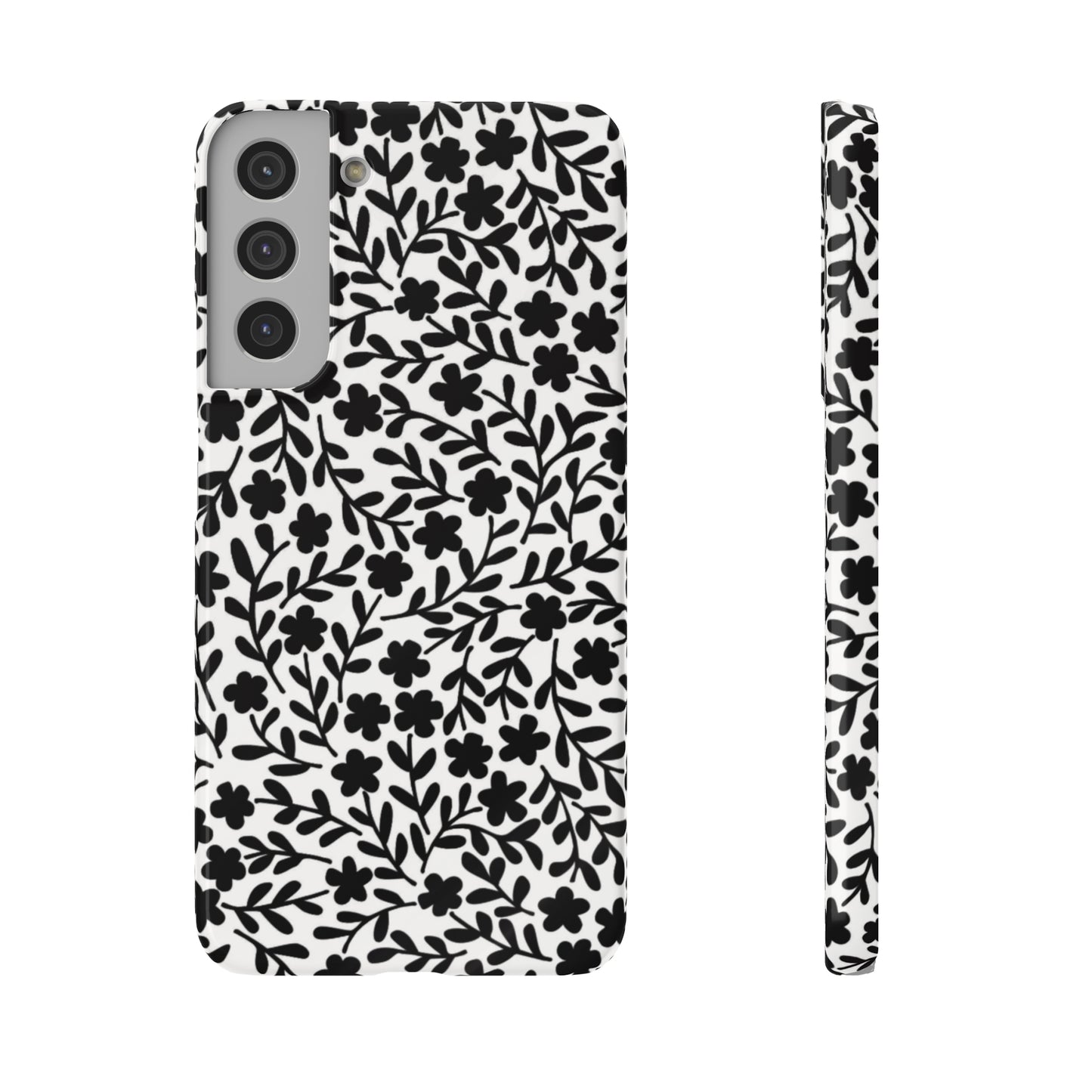 Black & White Floral Design Samsung Slim Cases