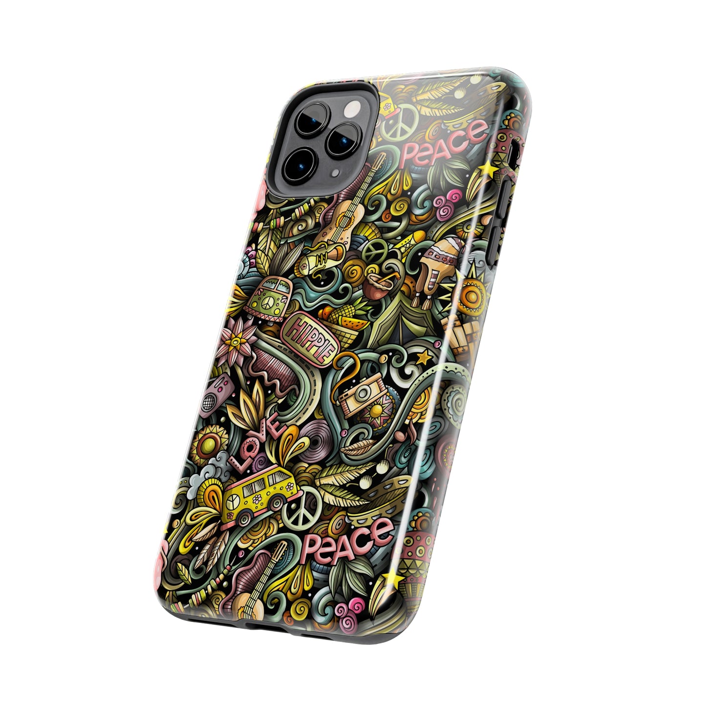 Peace, Love & VW Fun Cartoon Design Iphone Tough Phone Case