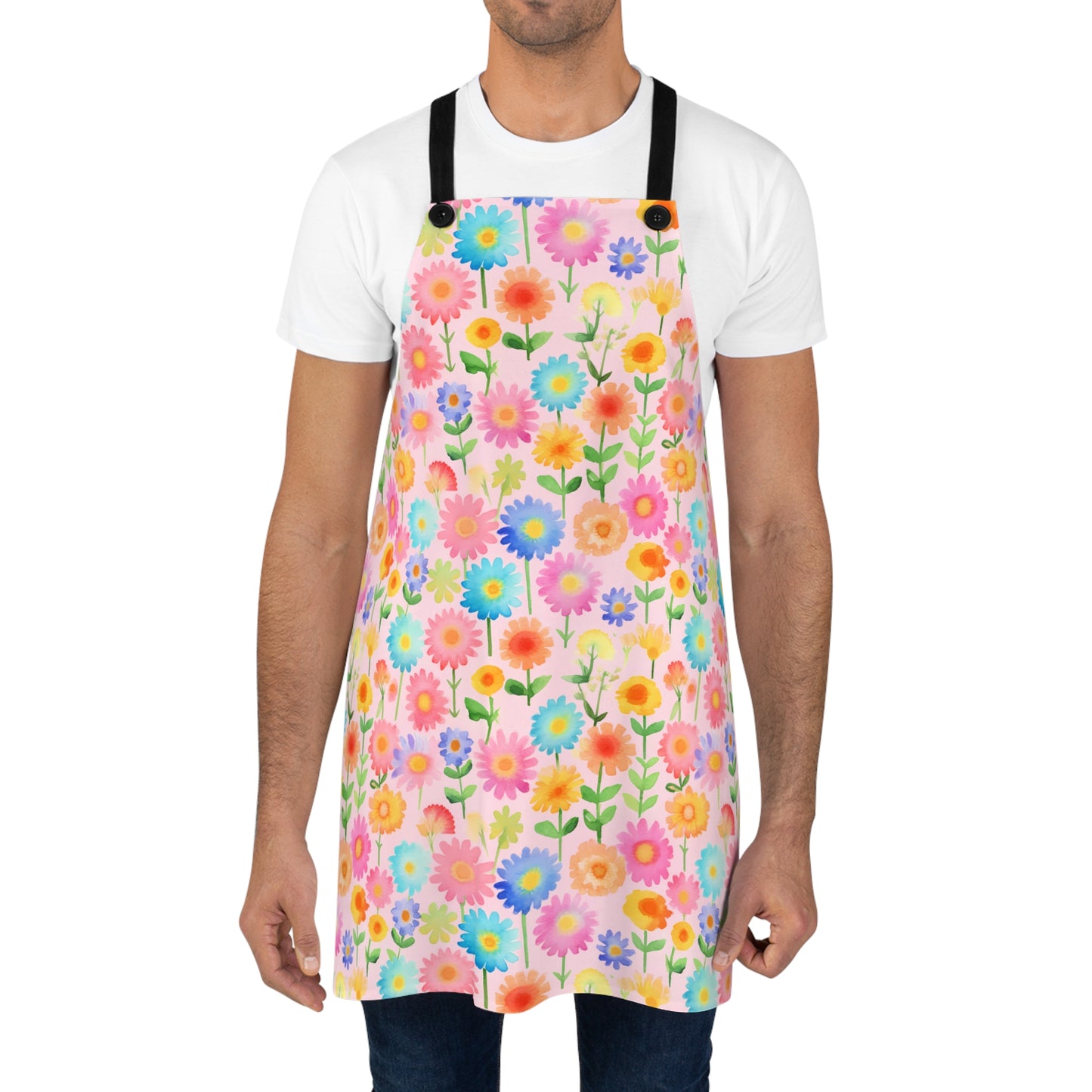 Lively Watercolor Blooms: Vibrant Tiny Flowers Bursting with Color Design - Kitchen Chef Apron