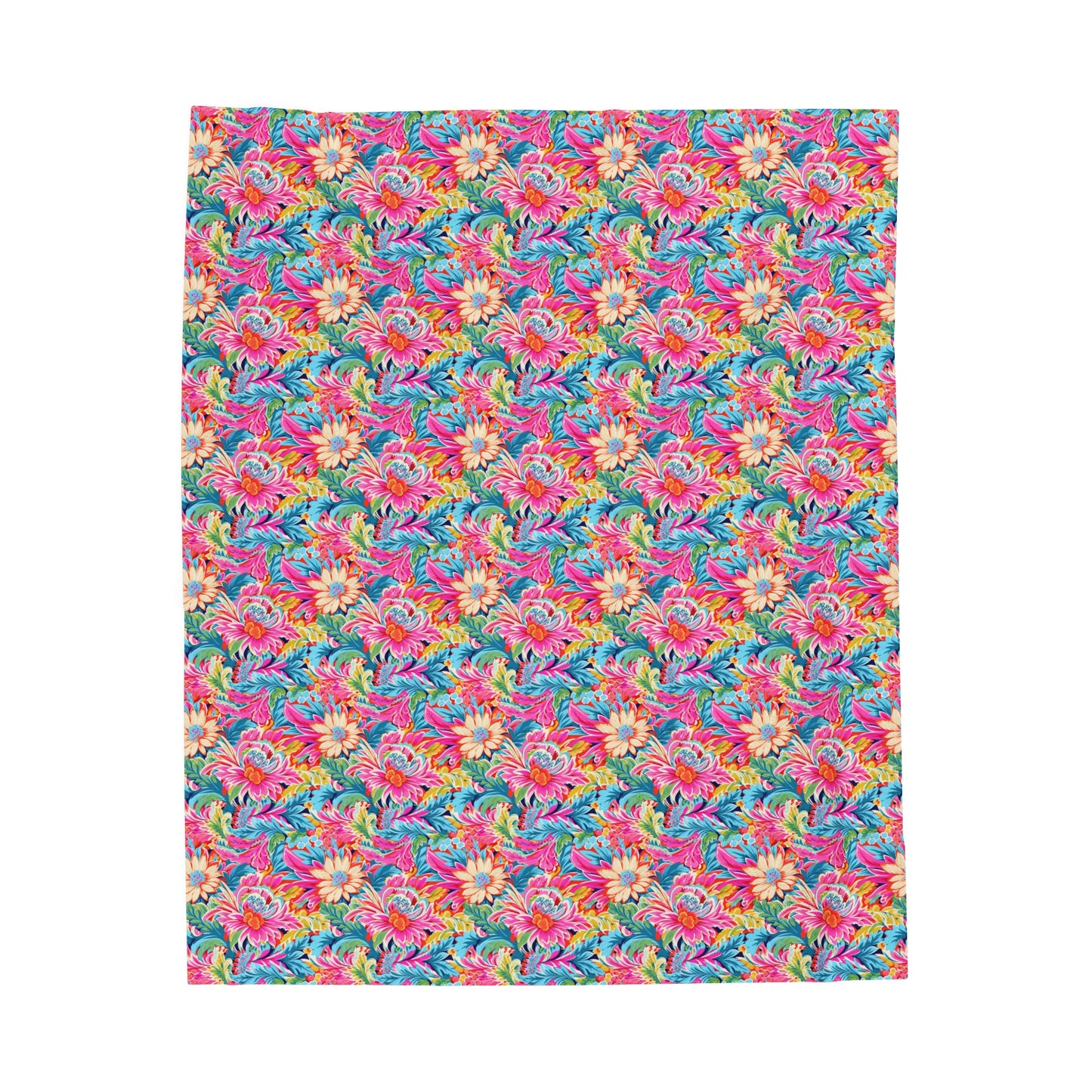 Coastal Summer Blooms: Bright Floral Watercolors in Coastal Hues Velveteen Plush Blanket 3 Sizes