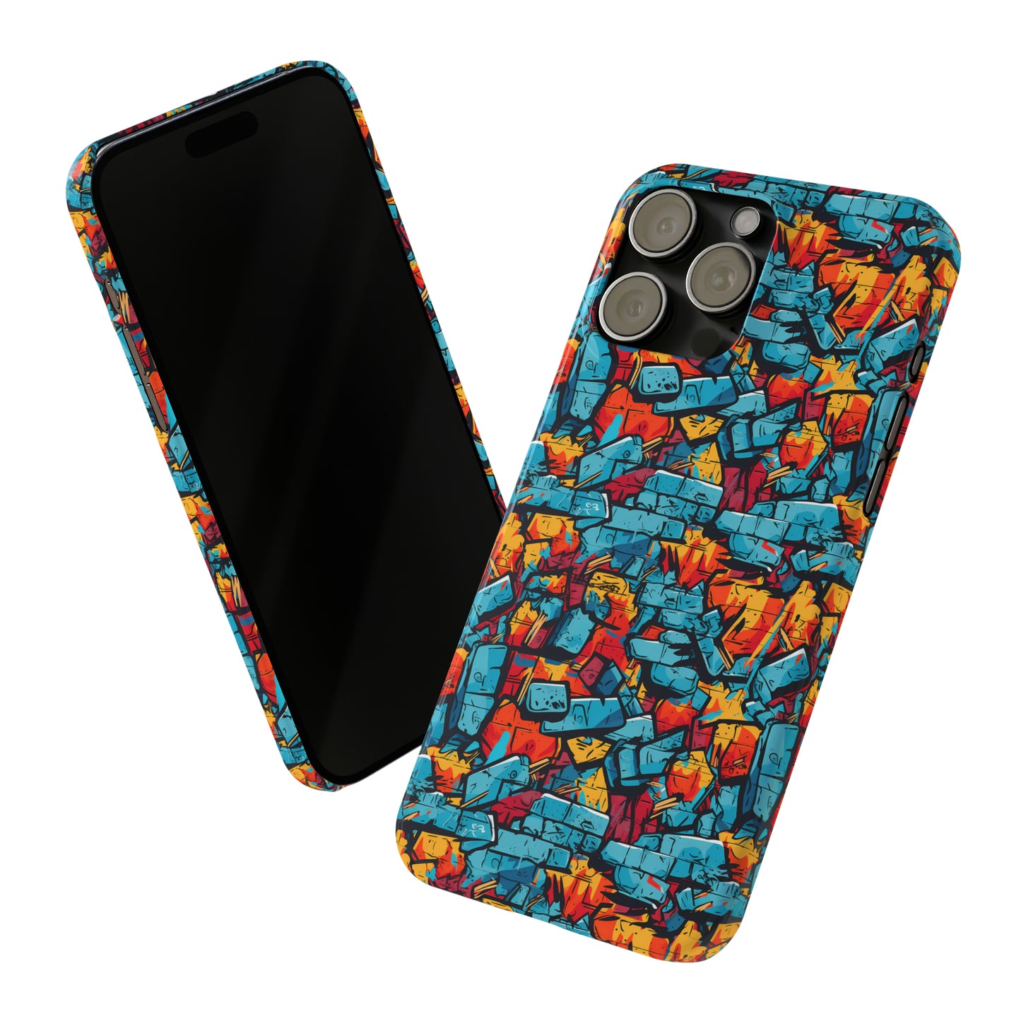 3D Brick Wall Graffiti Design Iphone 15-12 Slim Phone Case