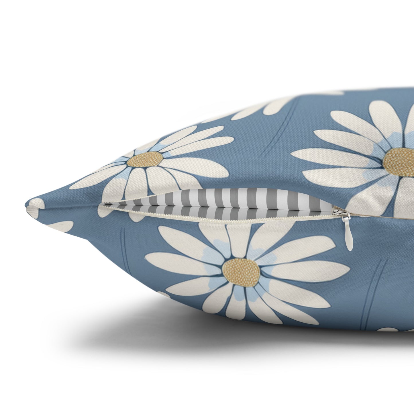 Charming White Daisies on a Soft Blue BackgroundSpun Polyester Square Pillowcase 4 Sizes