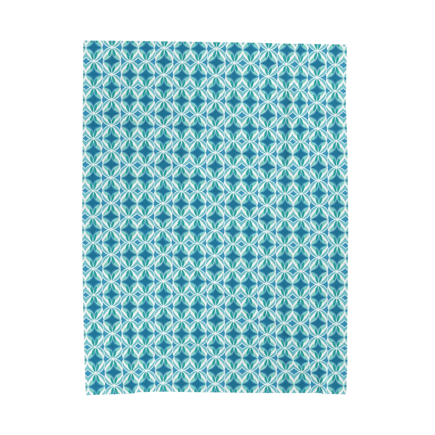 Retro Abstract Blue, Teal, and Aqua Pattern Velveteen Plush Blanket 3 Sizes