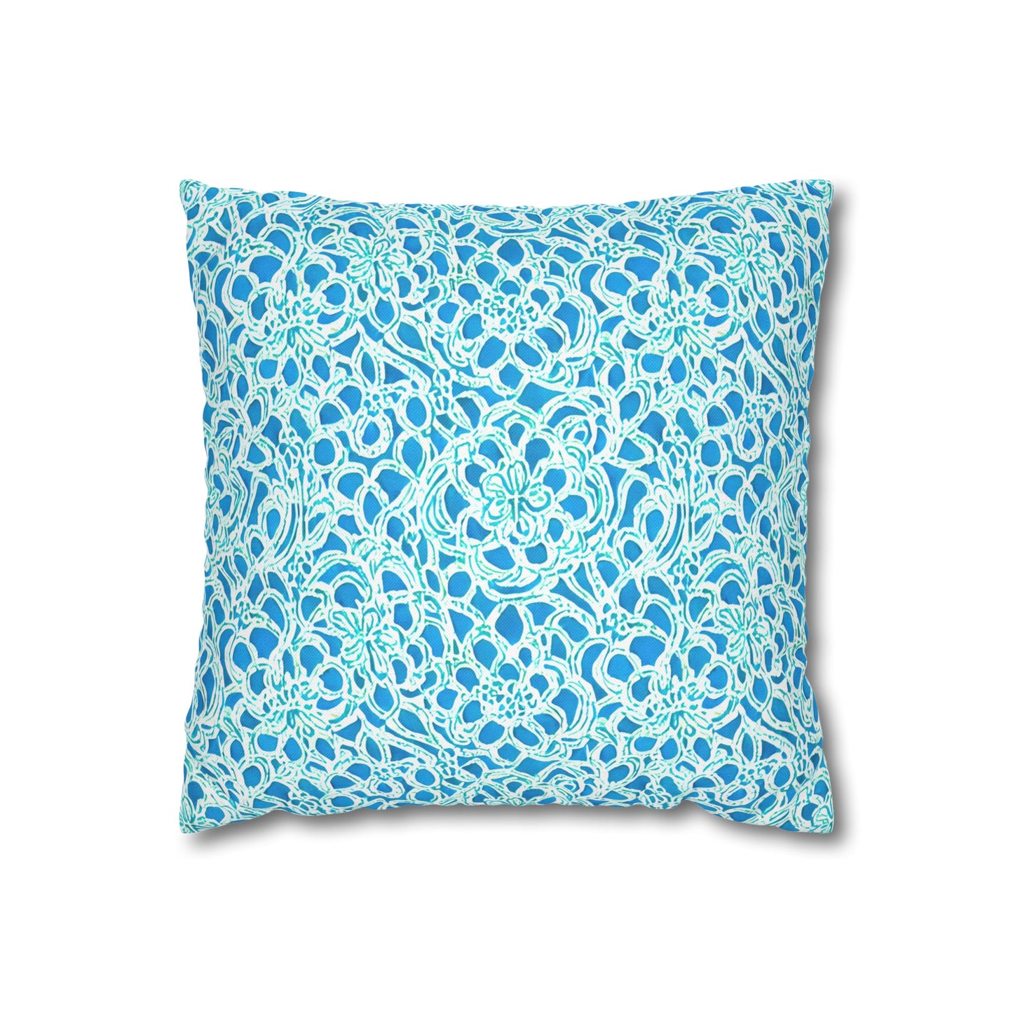 Luminous Swirls: Abstract Watercolor Floral Patterns in Lime Green and Blue Spun Polyester Square Pillowcase 4 Sizes