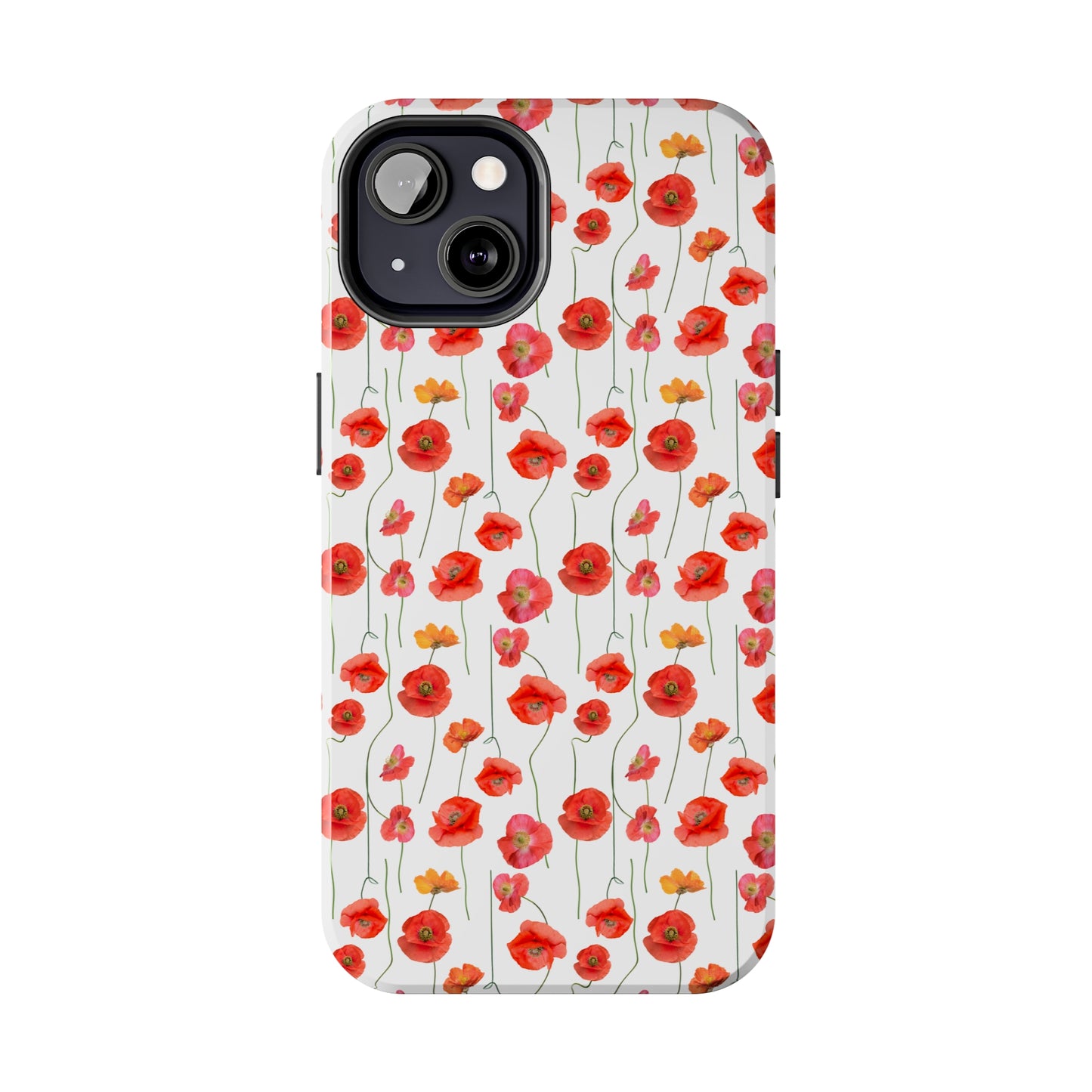 Vivid Elegance: Bright Red Poppies on a White Background Iphone Tough Phone Case