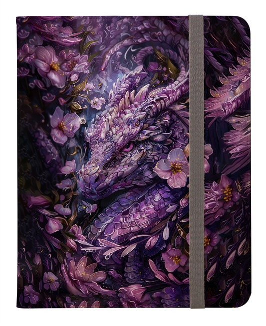 Majestic Purple Dragon Amidst Purple and Gold Blossoms Protective iPad Pro 11 & Pro 12.9 Protective Case and Pencil Holder