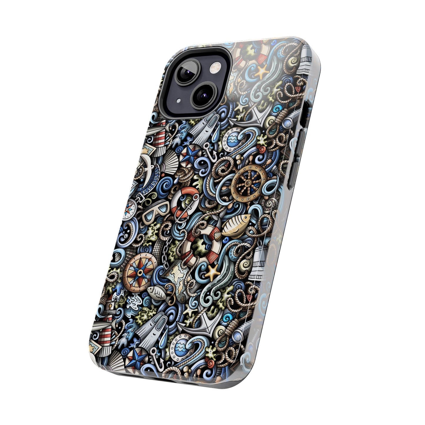 Nautical Ocean Navigation and Sealife Cartoon Design Iphone Tough Phone Case