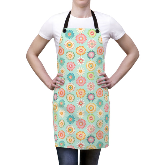 Retro Flower Design - Kitchen Chef Apron