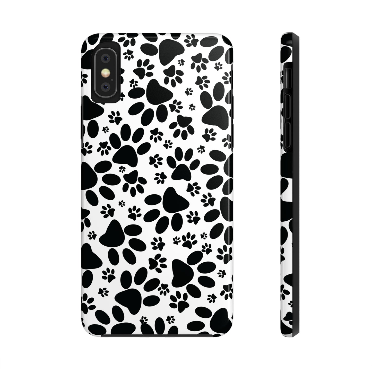 Stealthy Tracks: Black Animal Paw Prints Iphone Tough Phone Case