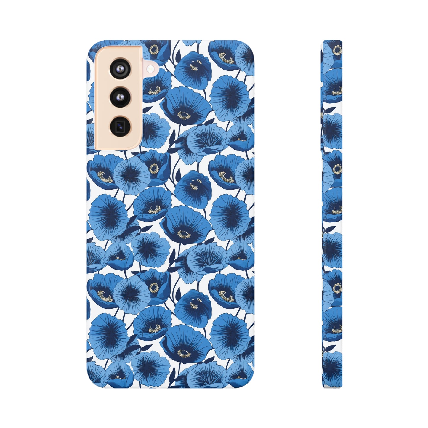 Vivid Blooms Bright Blue Poppies Design Samsung Slim Cases