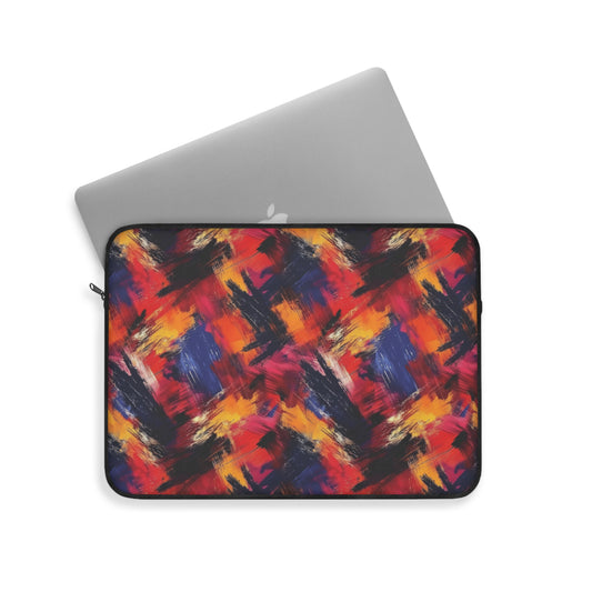 Vibrant Brush Strokes of Bold Colors Red, Purple and Orange Laptop or Ipad Protective Sleeve 3 Sizes Available