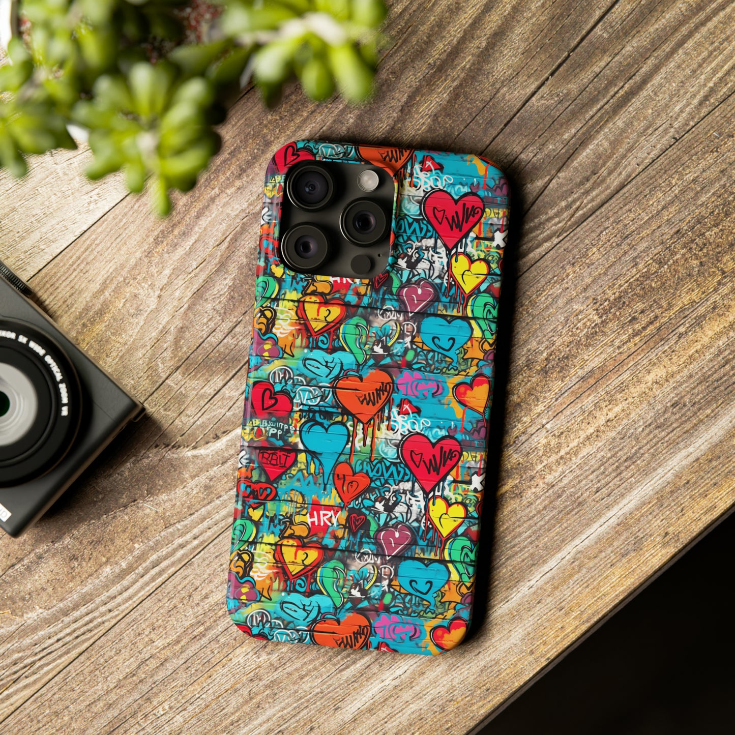 Street Art Graffiti Hearts Design Iphone 15-12 Slim Phone Case