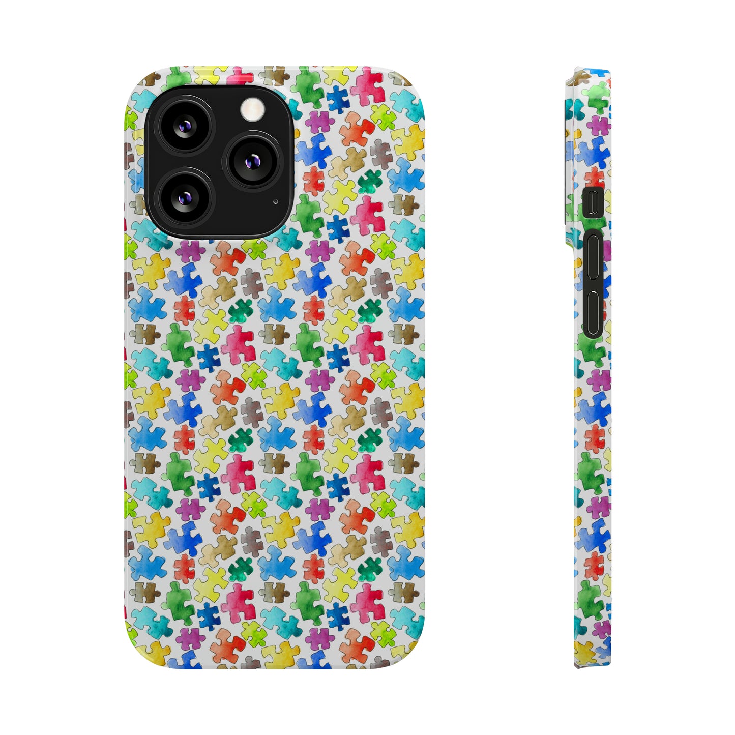 Rainbow Puzzle Pieces Iphone 15-12 Slim Phone Case