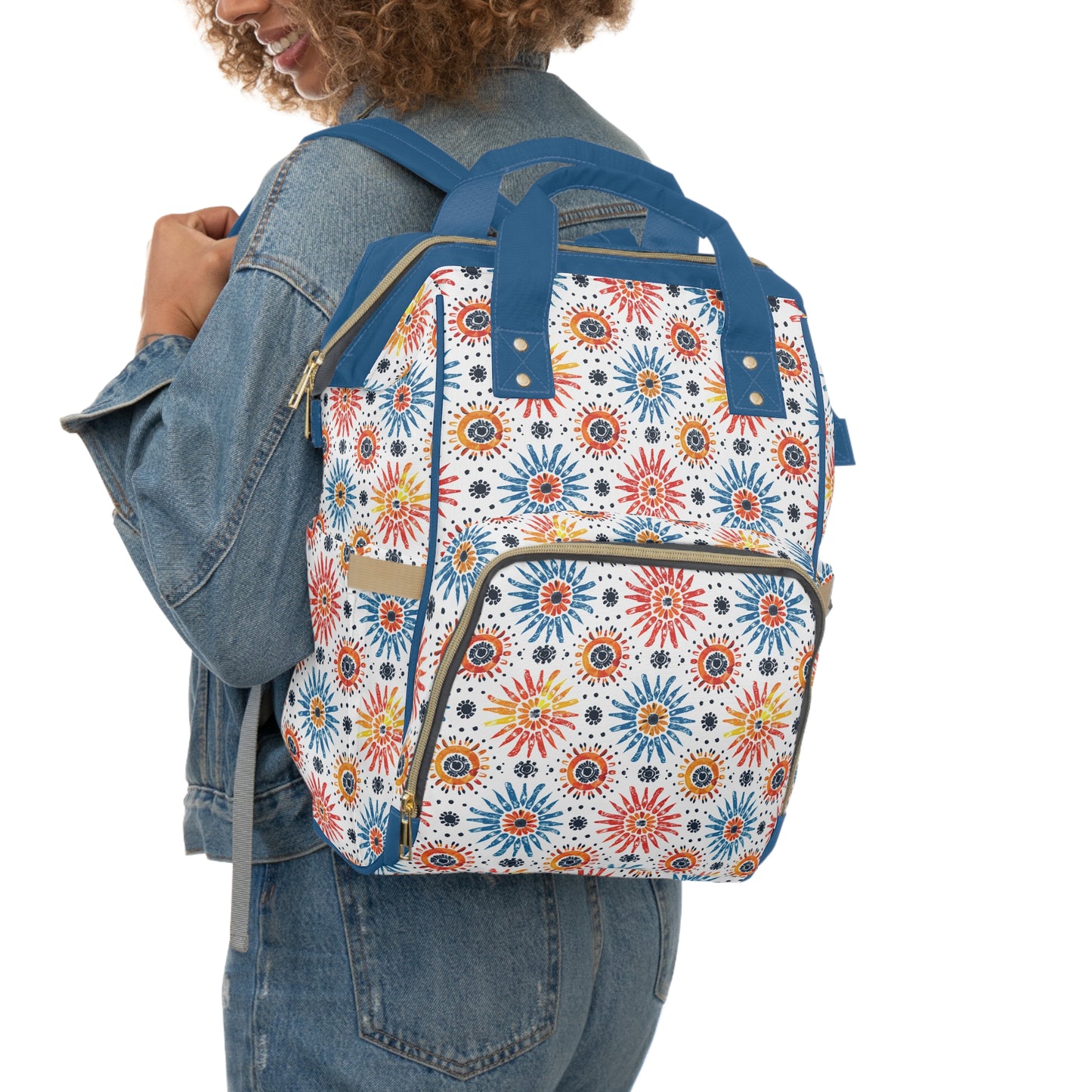 Sunny Burst of Sunflowers in Vibrant Colors Multifunctional Diaper Backpack