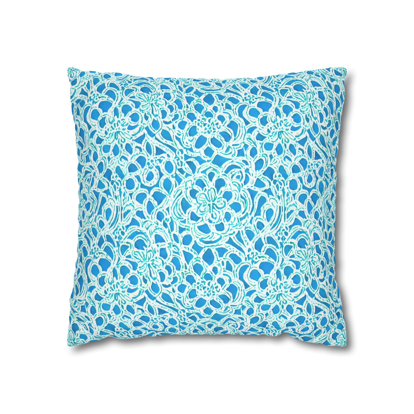 Luminous Swirls: Abstract Watercolor Floral Patterns in Lime Green and Blue Spun Polyester Square Pillowcase 4 Sizes