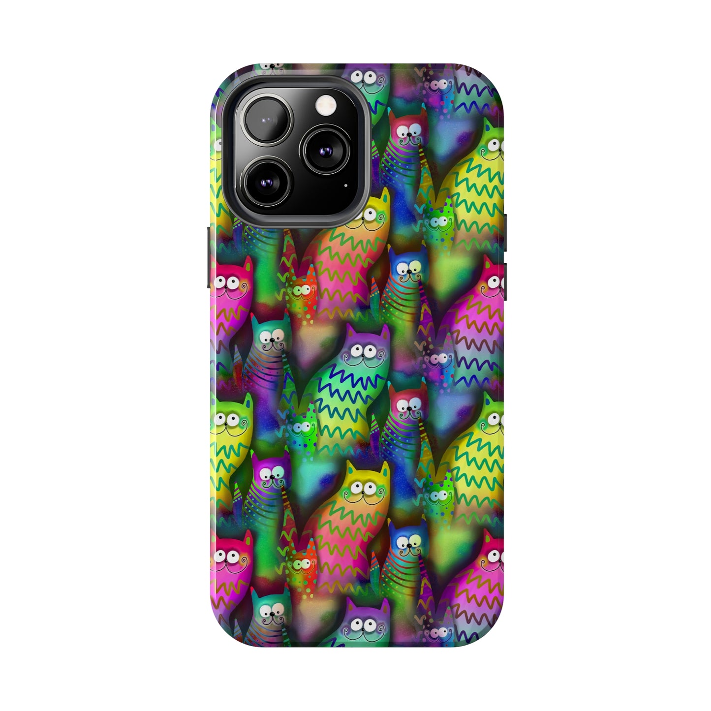 Neon Rainbow Cartoon Cats Iphone Tough Phone Case