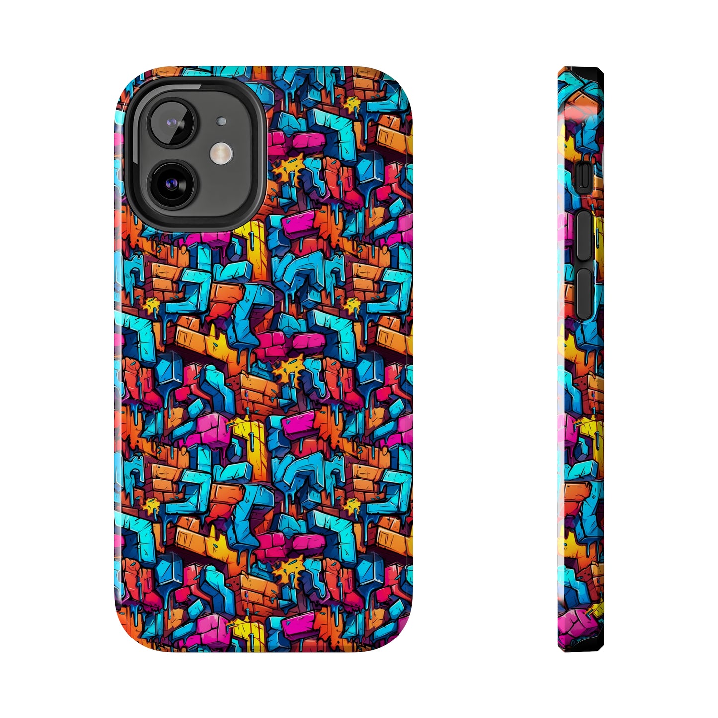 3D Rainbow Colored Graphic Blocks Design Iphone Tough Phone Case