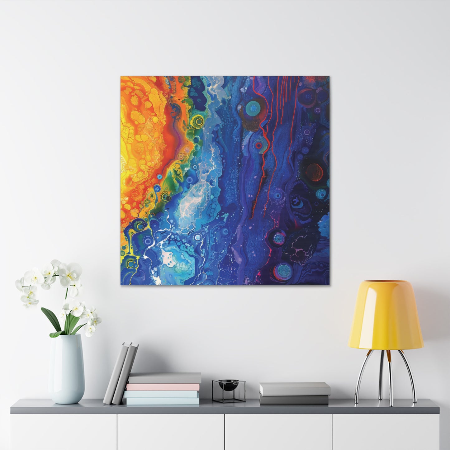 Sun Fire and Space Alcohol Ink Print on Canvas Gallery Wraps  - 5 Sizes