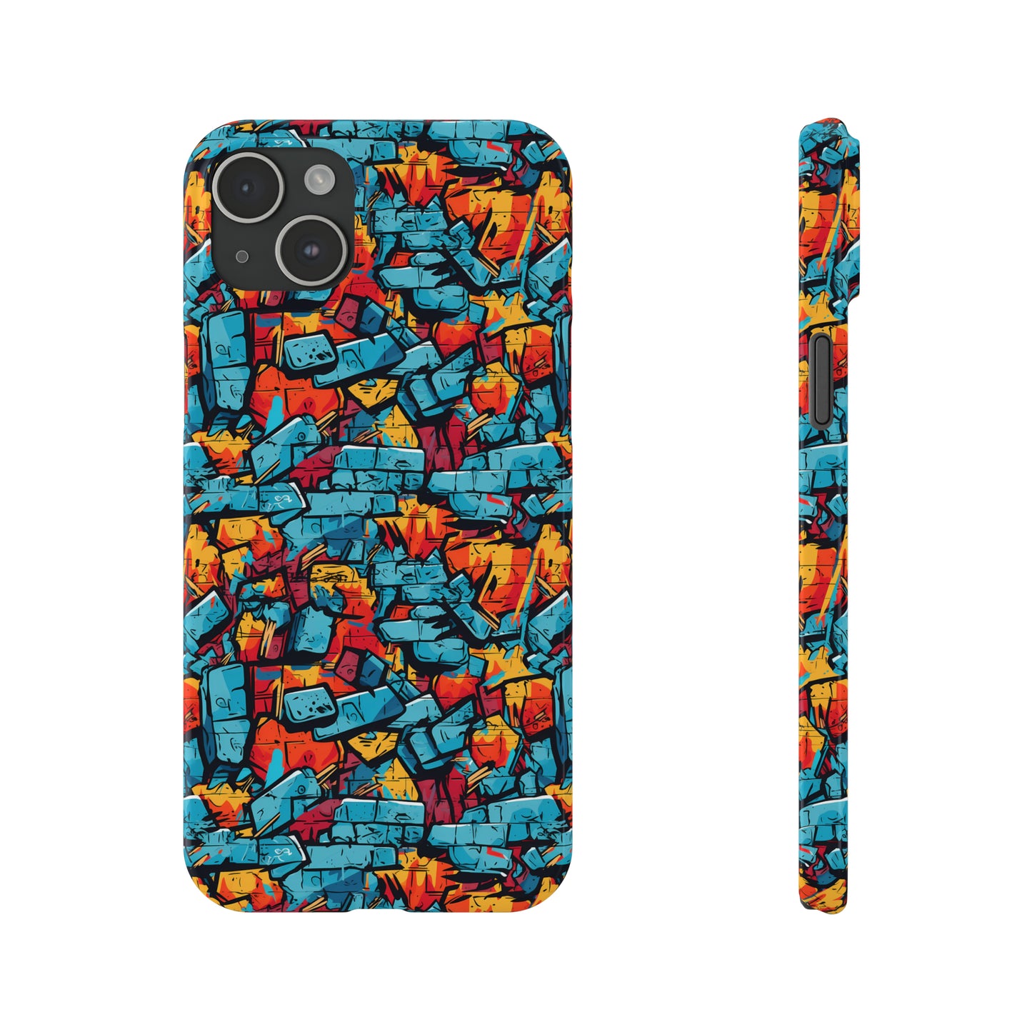 3D Brick Wall Graffiti Design Iphone 15-12 Slim Phone Case