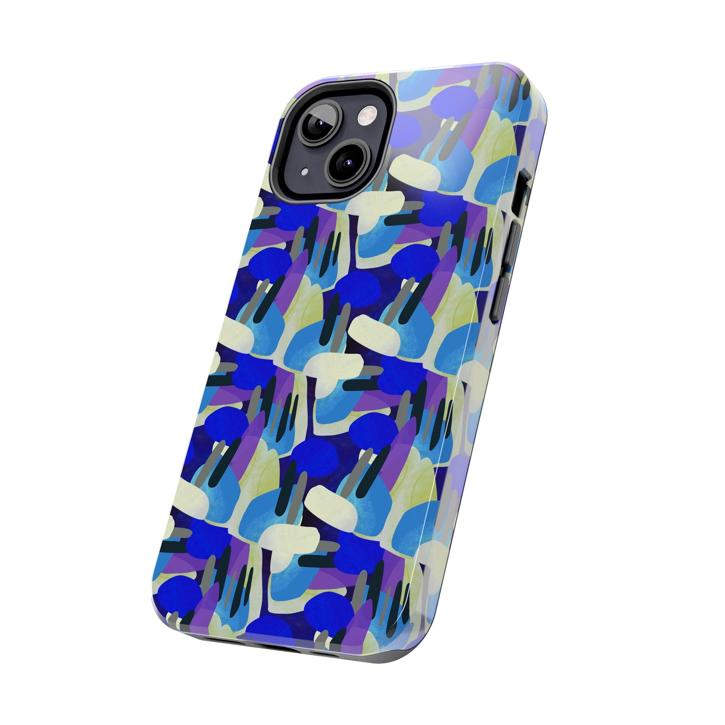 Blue, Purple and Green Abstract Design Iphone Tough Phone Case