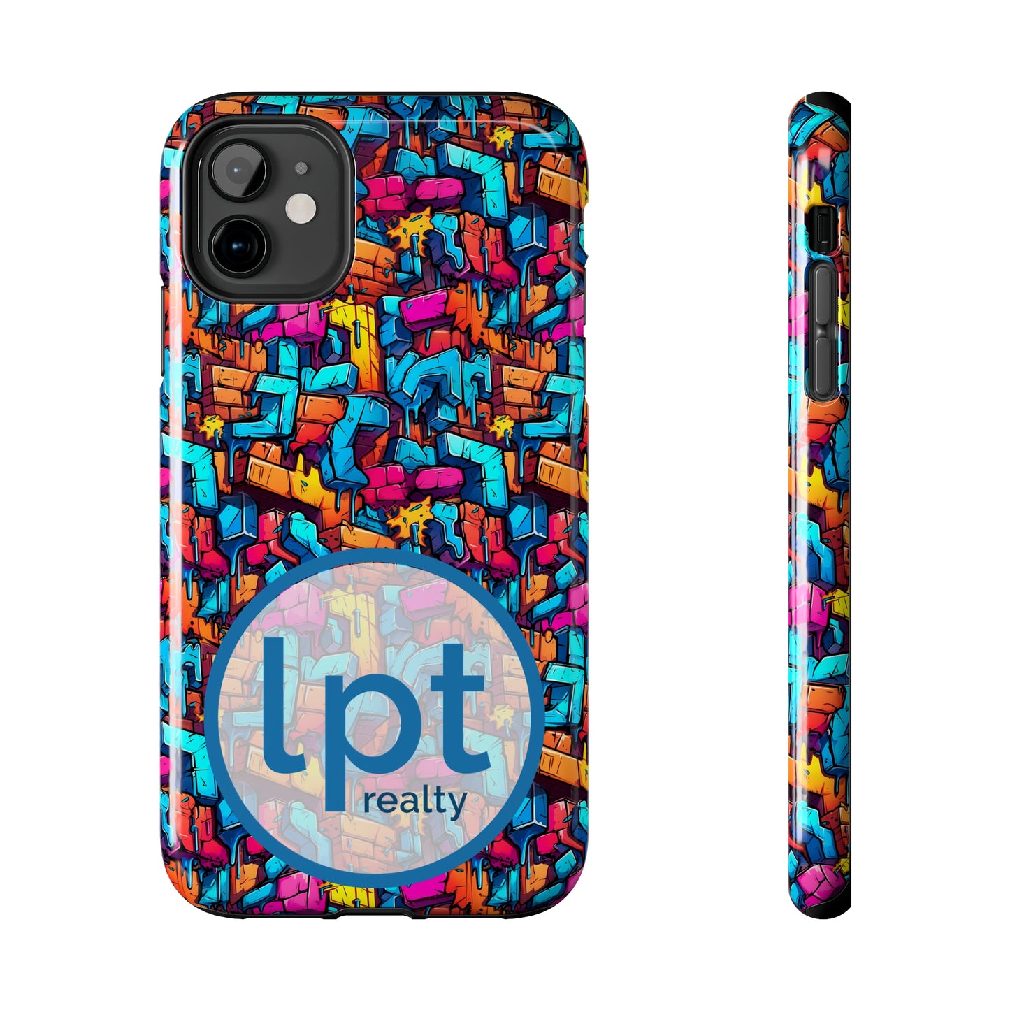 LPT Realty Logo -  3D Rainbow Colored Graphic Blocks Design Iphone Tough Phone Case