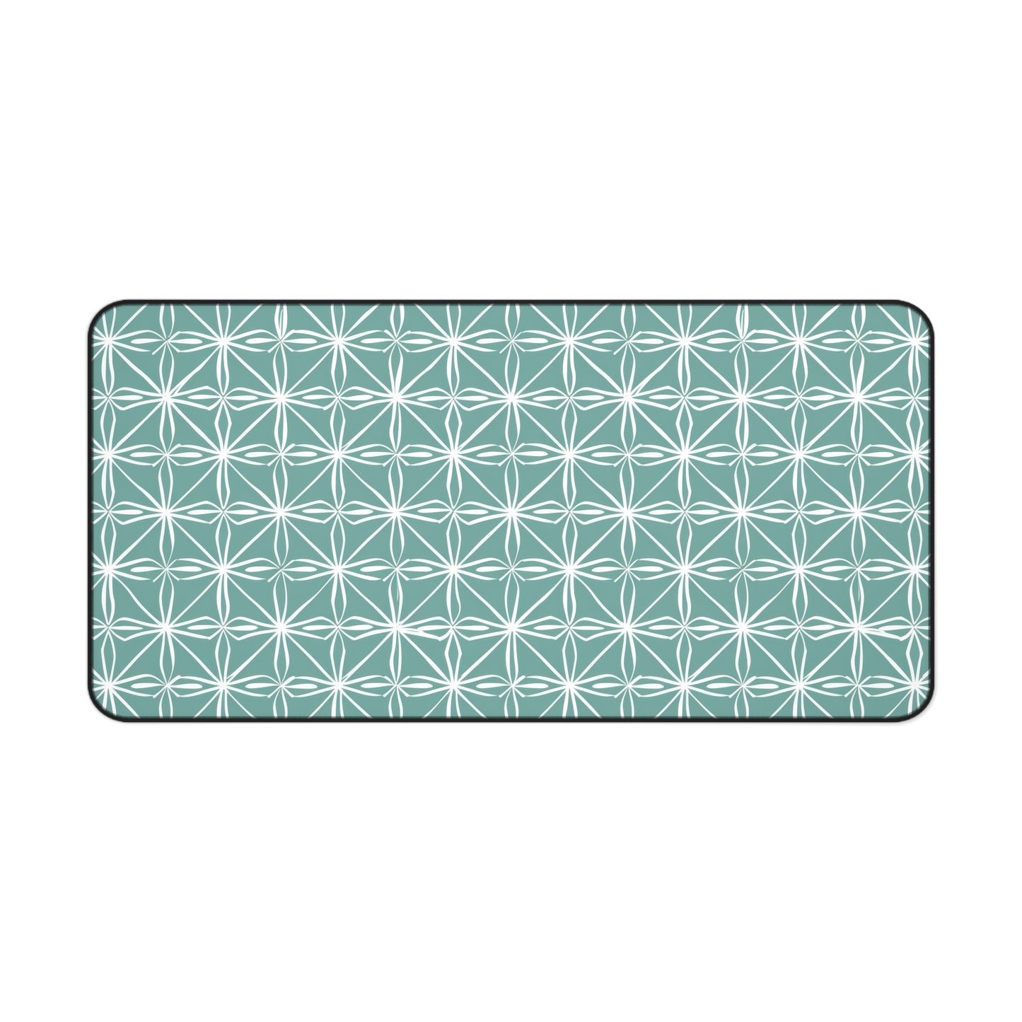 Elegant Minimalist Geometric Line Art in White and Teal Pattern Gaming Mouse Pad  Desk Mat  - 3 Sizes