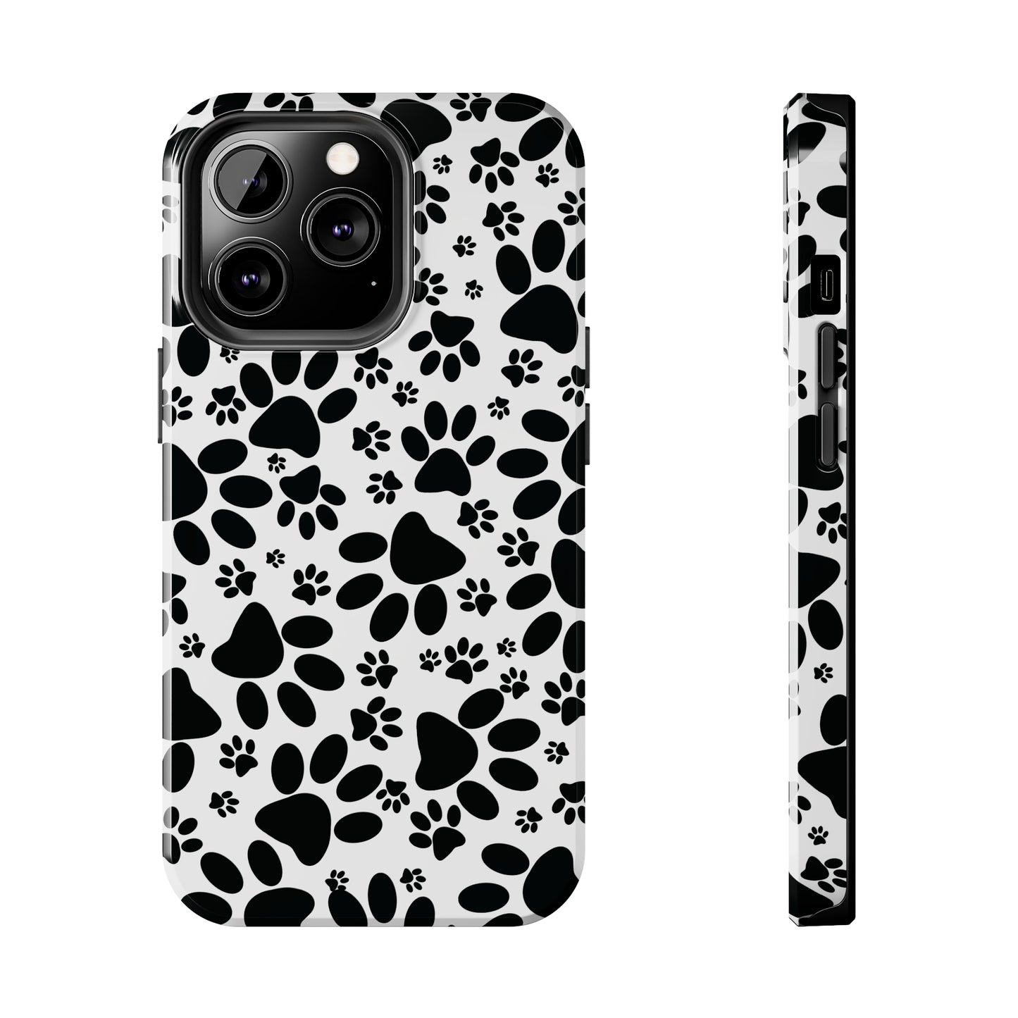 Stealthy Tracks: Black Animal Paw Prints Iphone Tough Phone Case