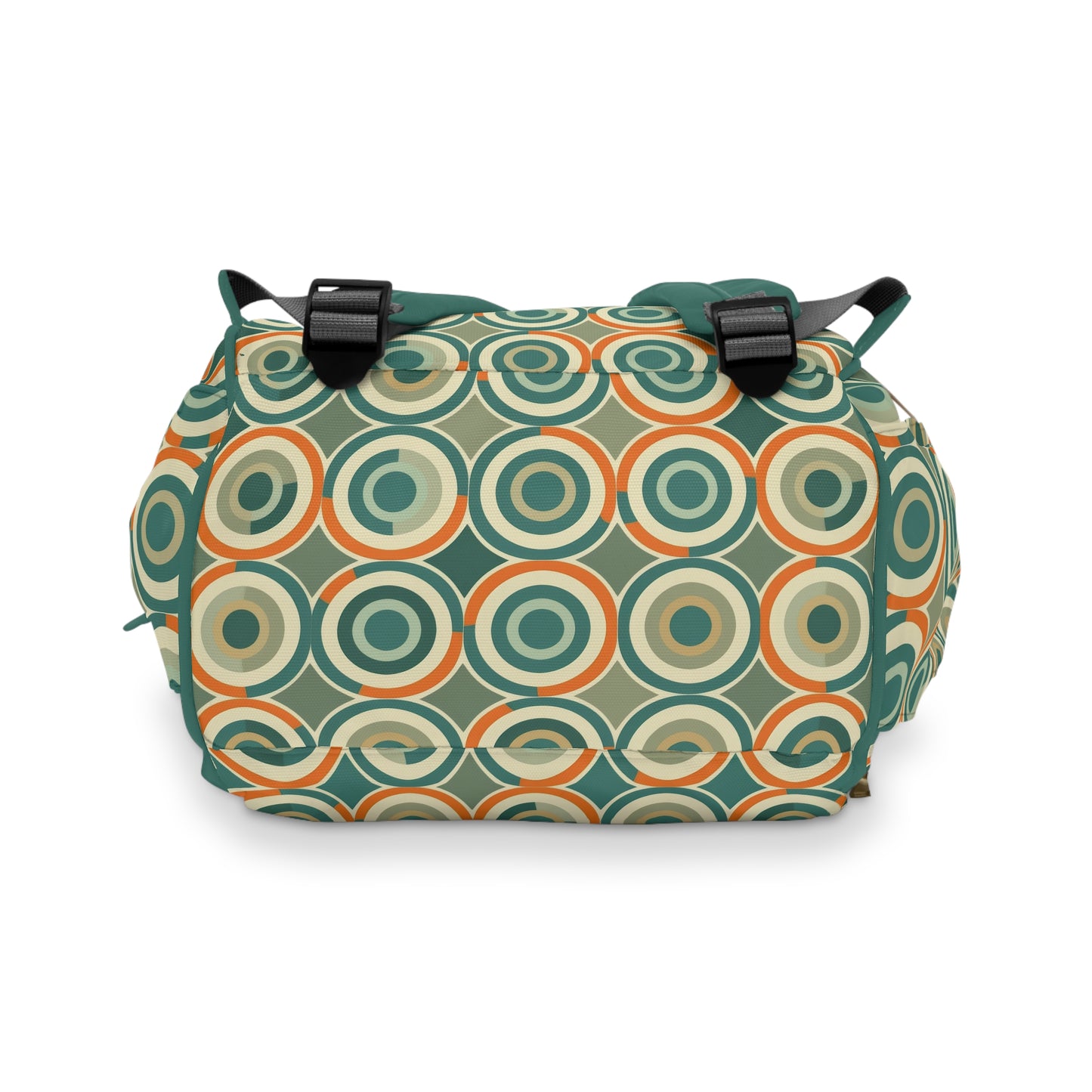 Retro Vintage Circle Pattern in Teal and Orange Multifunctional Diaper Backpack