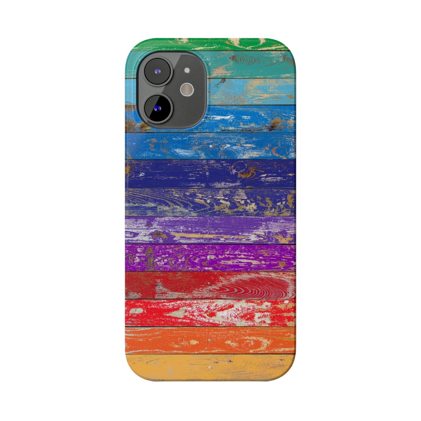 Rainbow Wood Planks Iphone 15-12 Slim Phone Case