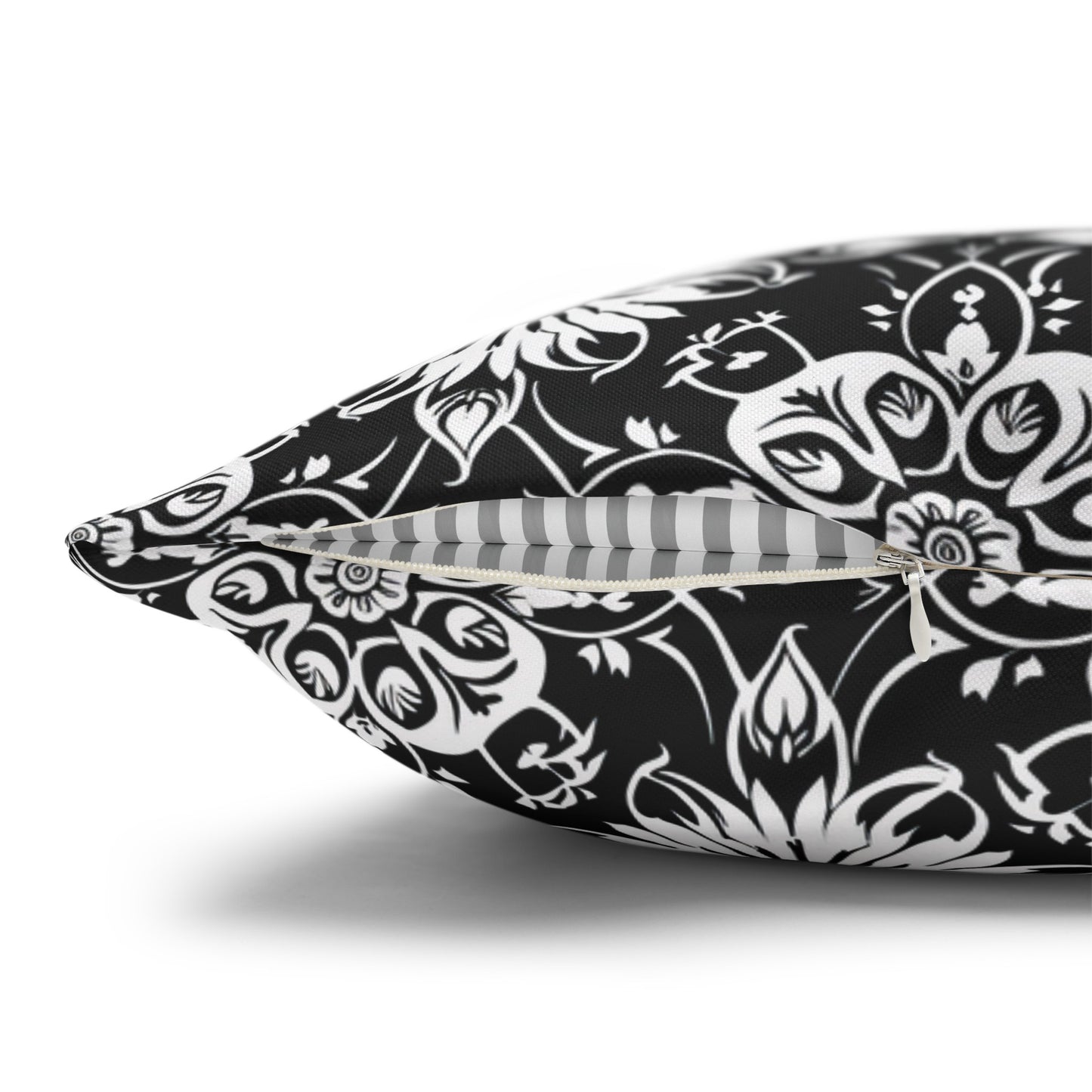 Elegant Mandala Design with Black and White Sunflowers Spun Polyester Square Pillowcase 4 Sizes