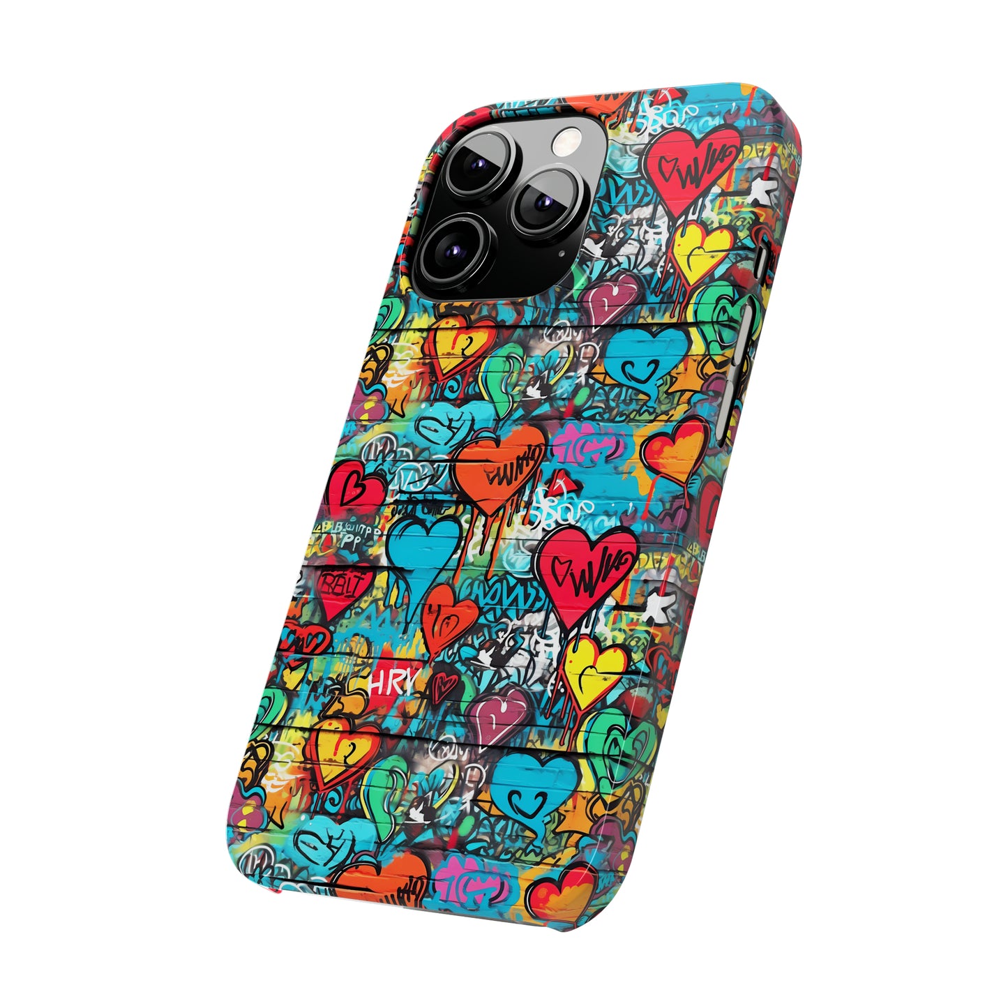 Street Art Graffiti Hearts Design Iphone 15-12 Slim Phone Case