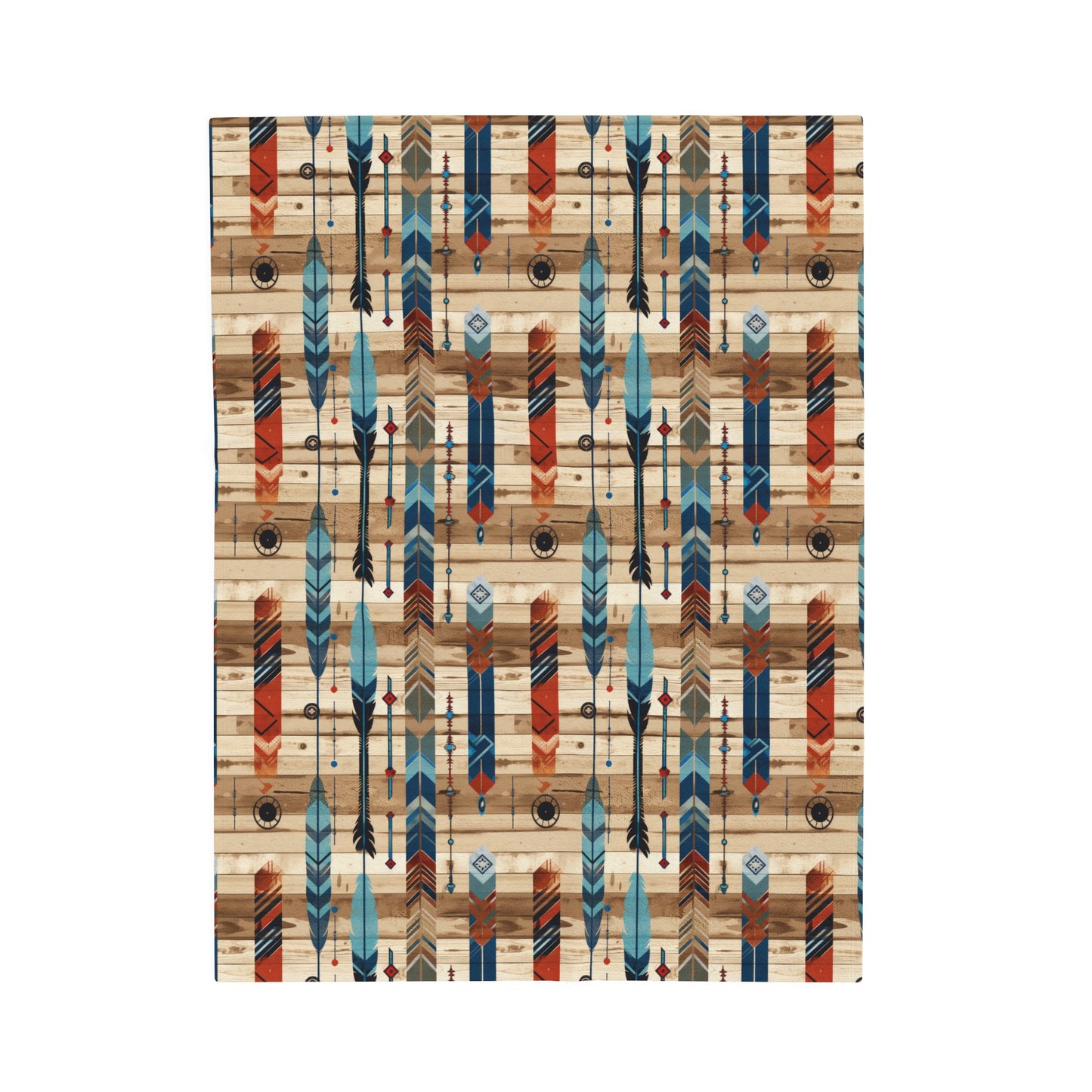 Rustic Boho Southwestern Feathered Arrows with Tribal Geometric Patterns Velveteen Plush Blanket 3 Sizes