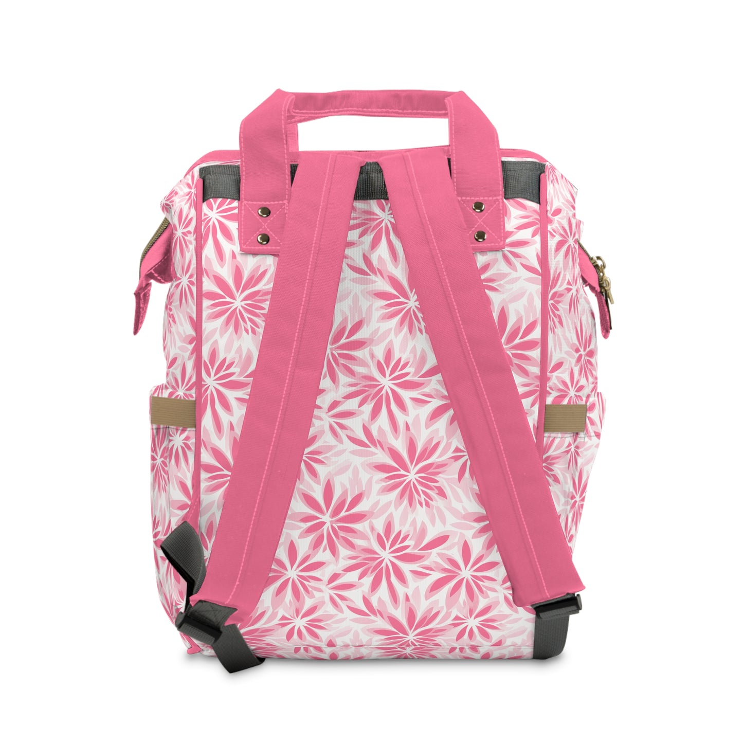 Blush Blooms Soft Pink Floral Pattern Multifunctional Diaper Backpack