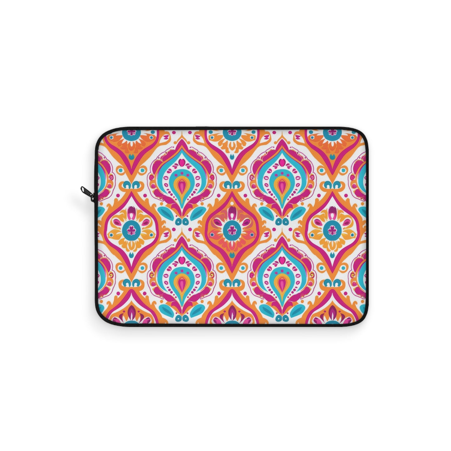 Bohemian Rapture of Floral Harmony in Lush Tangerine and Cerulean Laptop or Ipad Protective Sleeve 3 Sizes Available