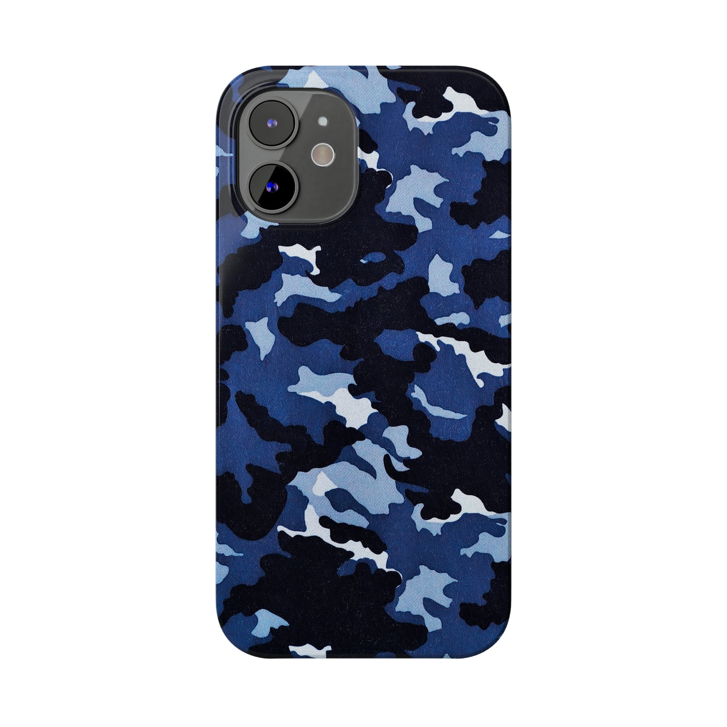 Deep Sea Concealment: Navy Blue Camouflage Iphone 15-12 Slim Phone Case