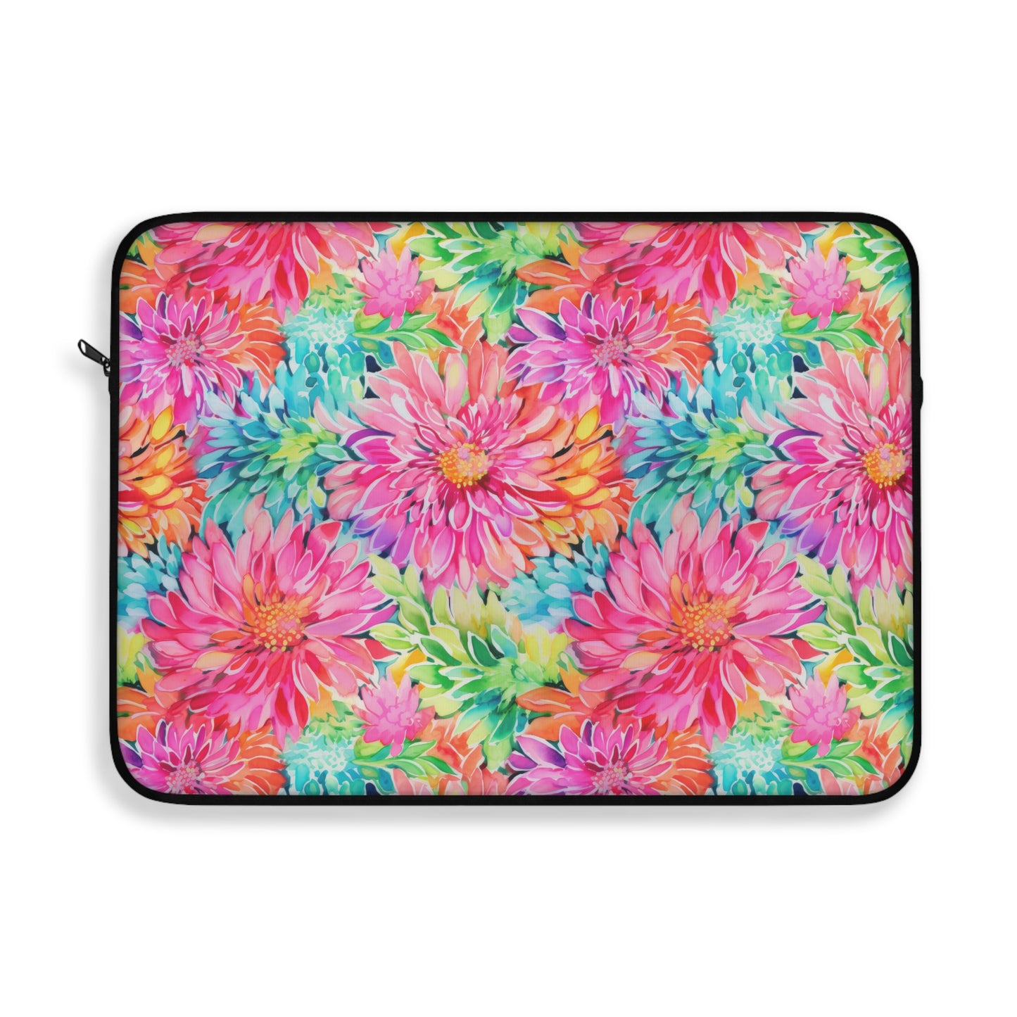 Blooming Spectrum: Large Vibrant Watercolor Flowers in Full Bloom Laptop or Ipad Protective Sleeve 3 Sizes Available