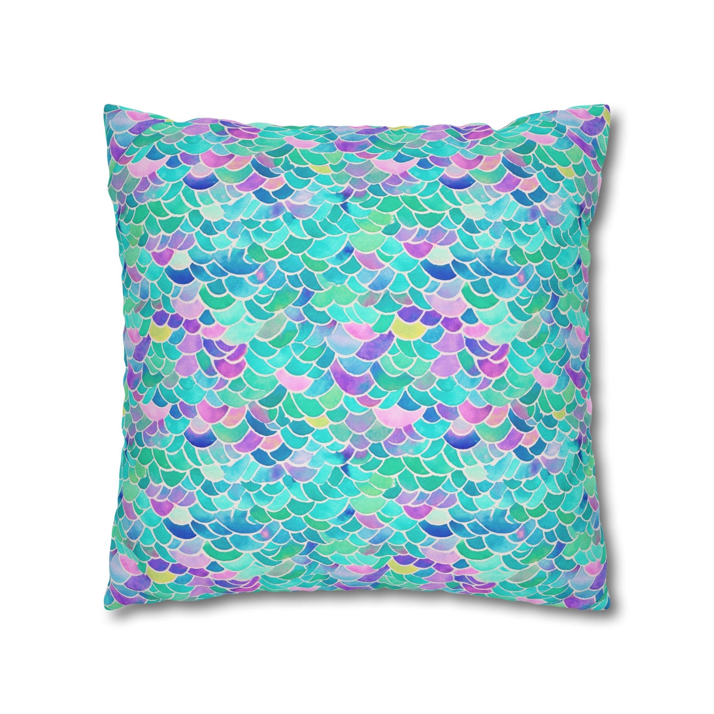 Pastel Seas: Mermaid Tail in Enchanting Pastel Hues Spun Polyester Square Pillowcase 4 Sizes