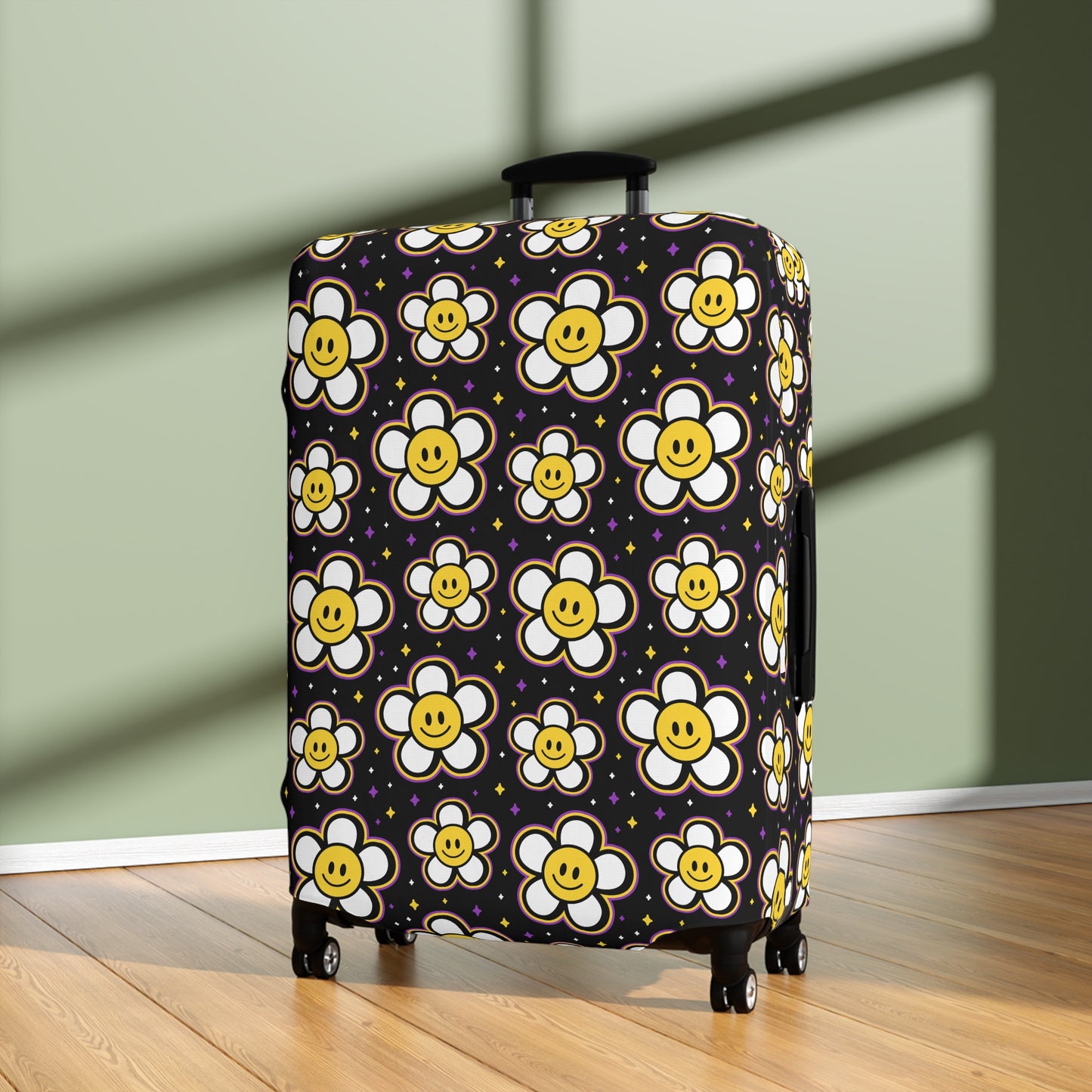 Kids Retro Daisies with Smiley Faces  - Luggage Protector and Cover 3 Sizes