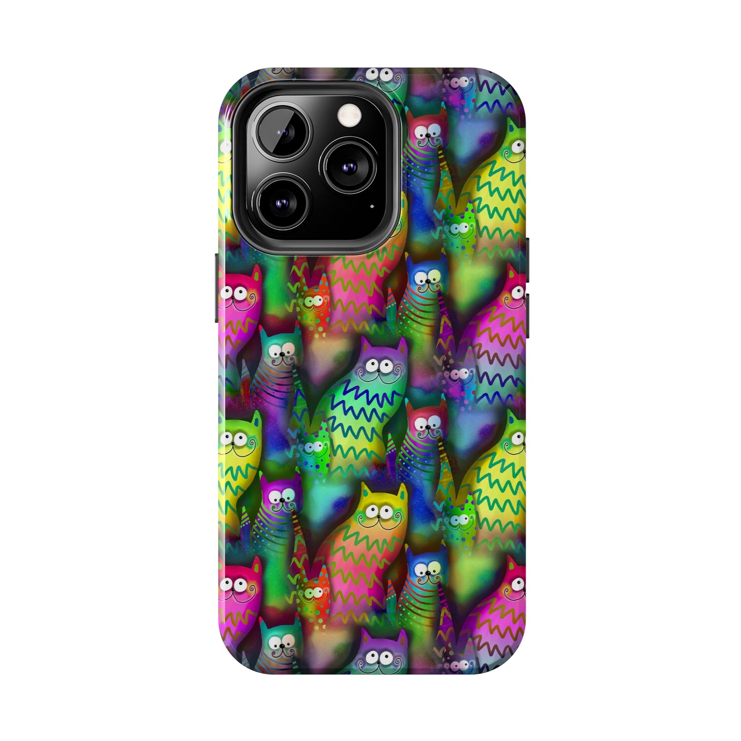 Neon Rainbow Cartoon Cats Iphone Tough Phone Case