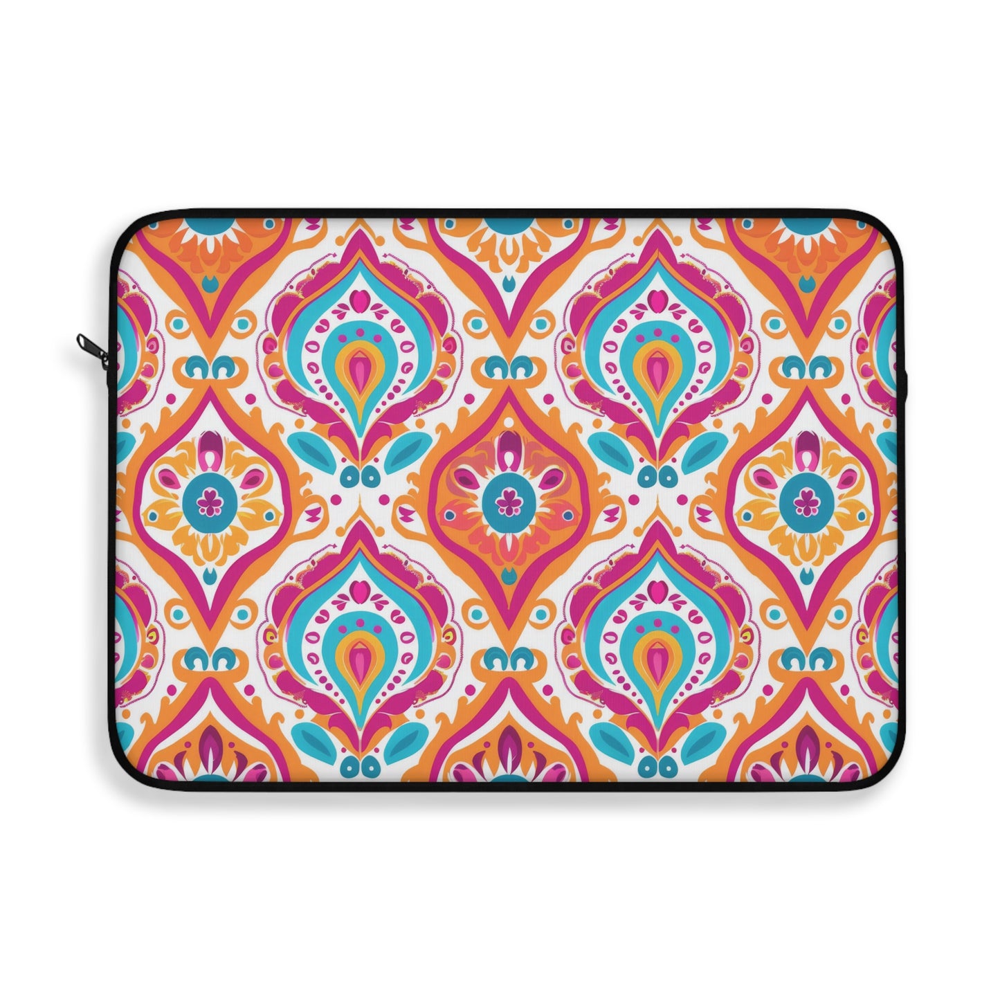 Bohemian Rapture of Floral Harmony in Lush Tangerine and Cerulean Laptop or Ipad Protective Sleeve 3 Sizes Available