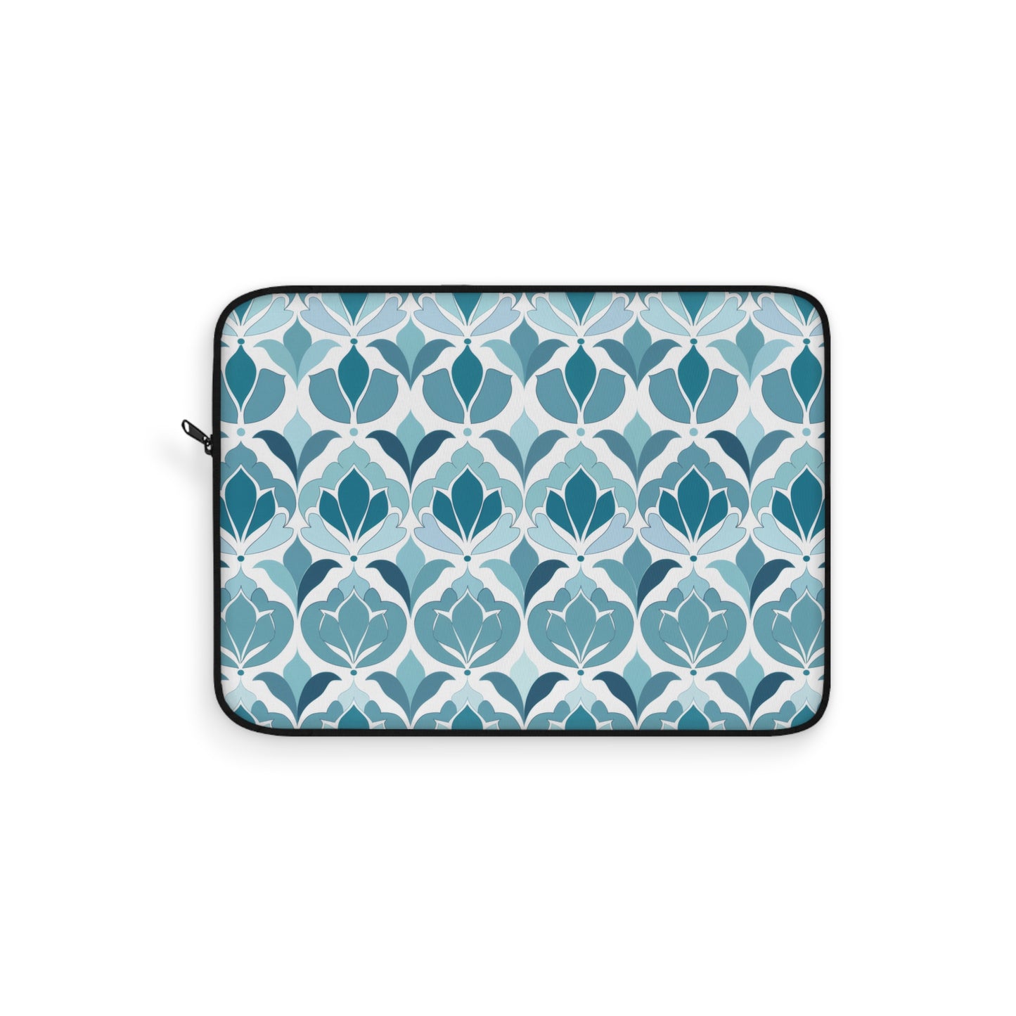 Serene Floral Pattern in Shades of Aqua and Teal, Forming Graceful Botanical Motifs Laptop or Ipad Protective Sleeve 3 Sizes Available