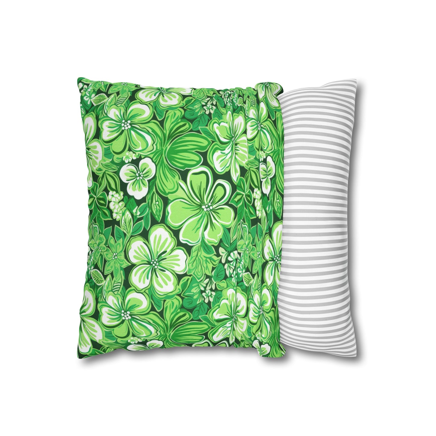 Emerald Essence: Floral Bloom Design in Green Hues Spun Polyester Square Pillowcase 4 Sizes