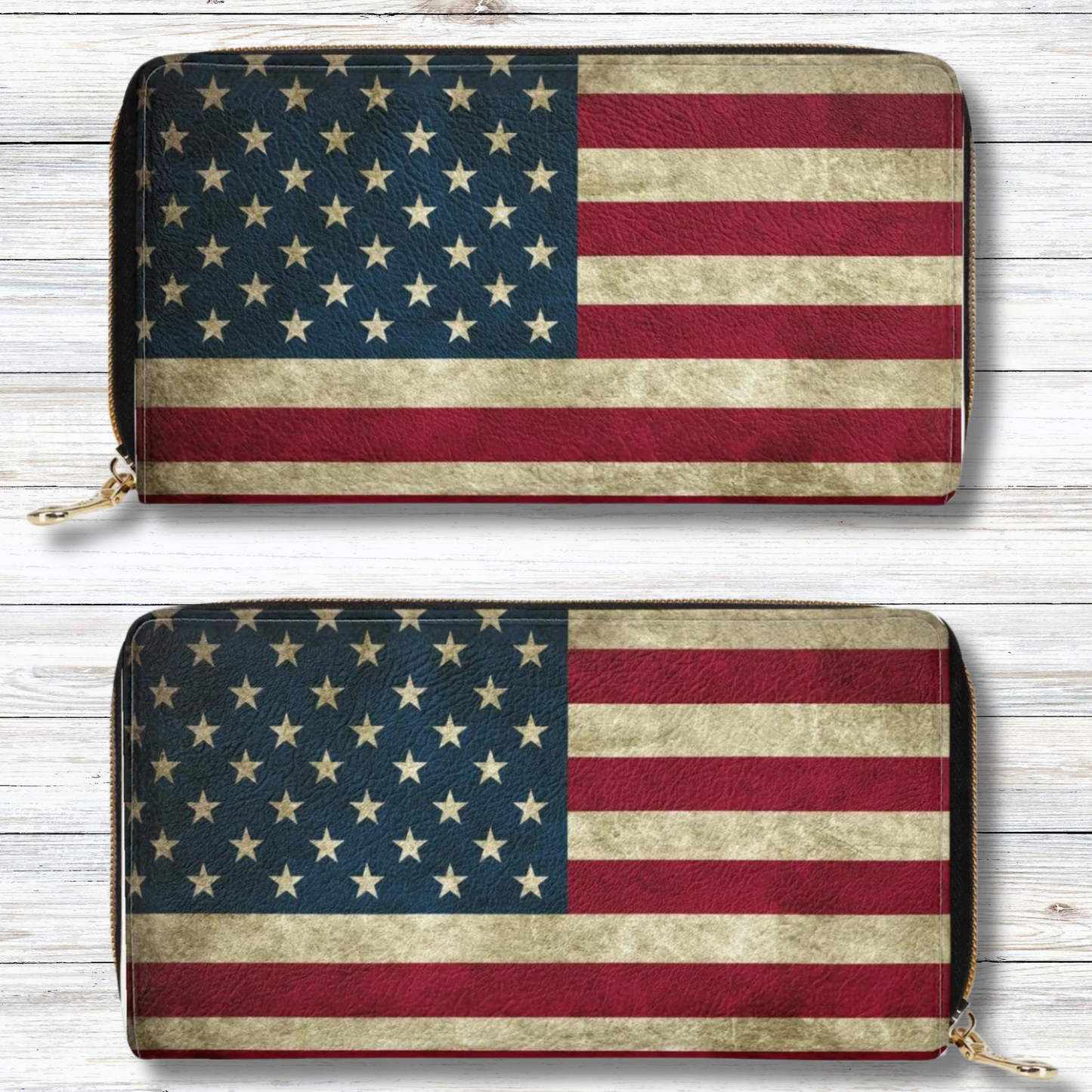 Rustic American Flag Leather Wallet (PU)