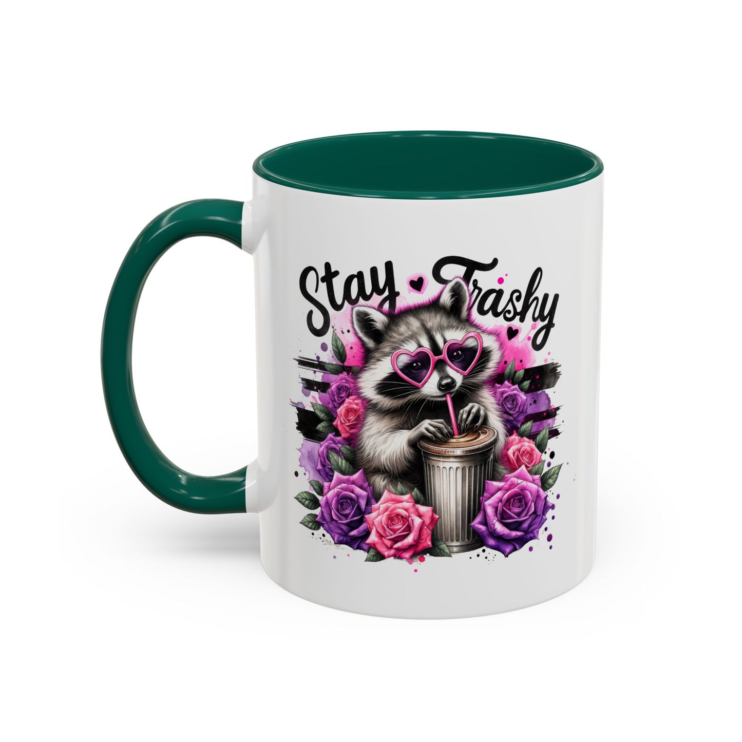 Stay Trashy Raccoon, Cute Funny Raccoon Colorful Mugs Sizes are 11oz or 15oz