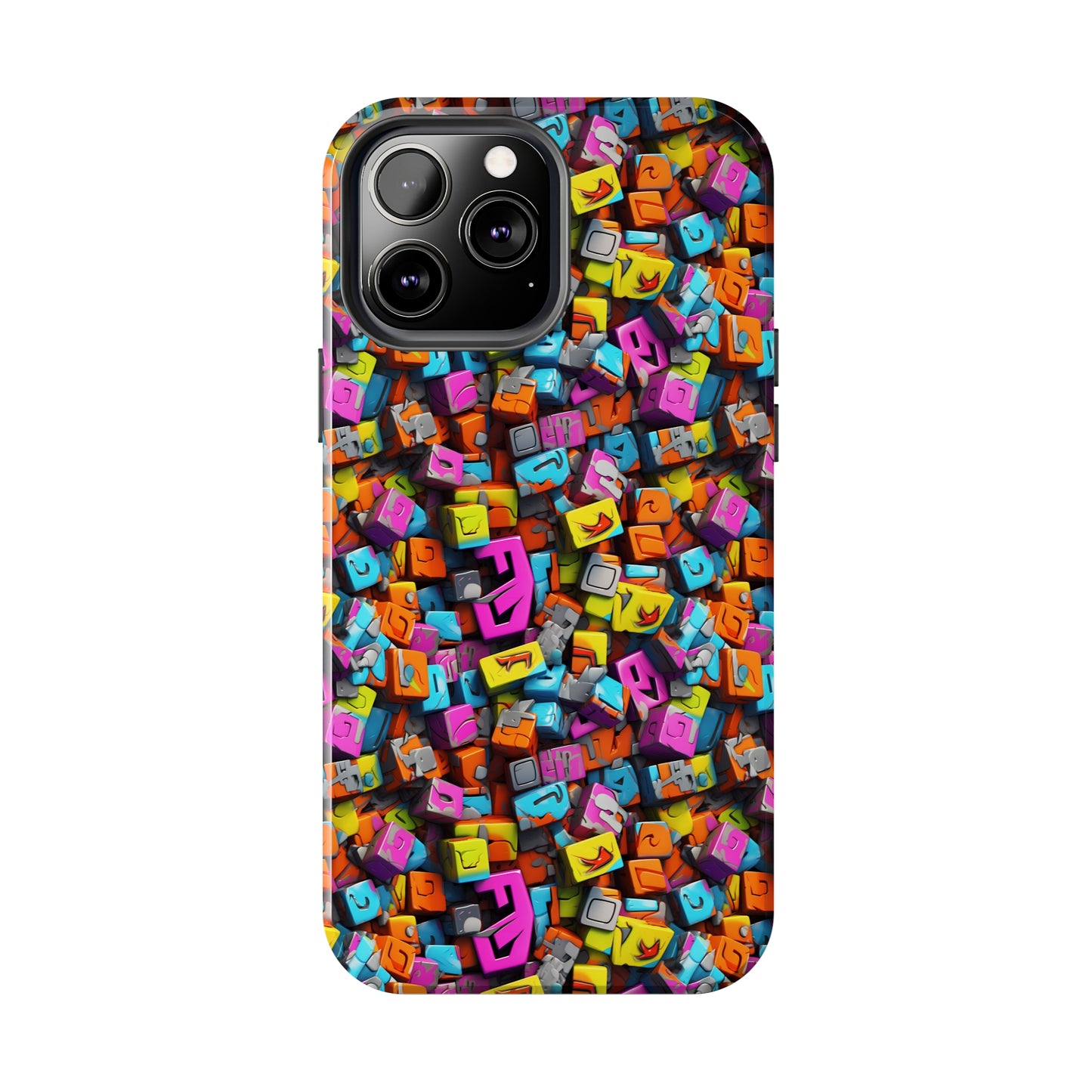 3D Abstract Colorful Block Design Iphone Tough Phone Case